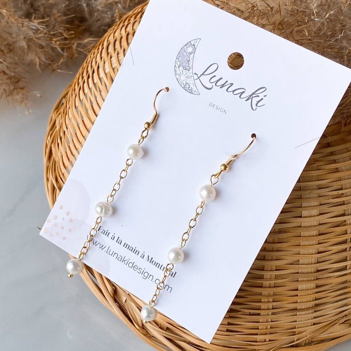 Pendants d'oreilles avec perles d'eau douce