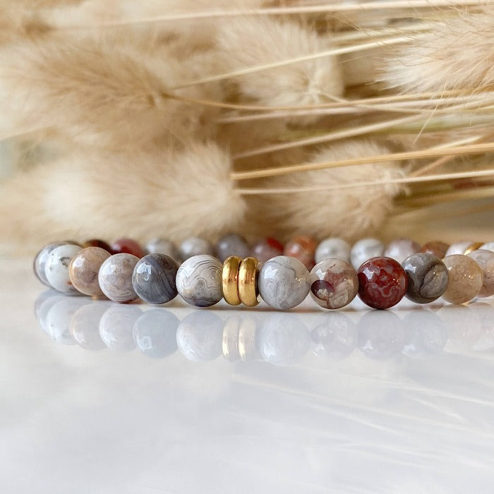 AGATE | Bracelet en pierres d'agate et acier inoxydable - Lunaki Design