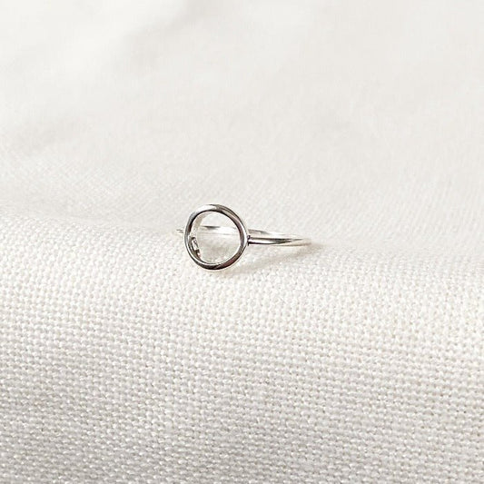 Bague Cercle en argent sterling 925 - Design minimaliste avec un grand cercle ajouré au centre