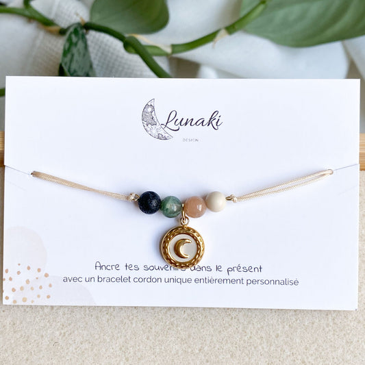 L'ESSENTIEL | Bracelet cordon personnalisable en pierres - Lunaki Design