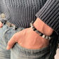 Bracelet VÉSUVE - Jaspe gris, Lave et acier inoxydable