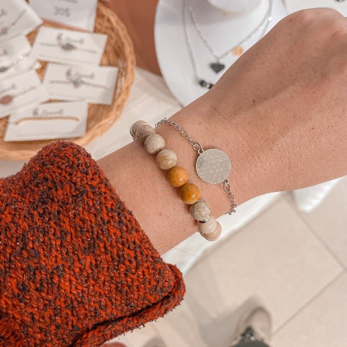RENOUVEAU | Bracelet en howlite, jaspe et acier inoxydable - Lunaki Design