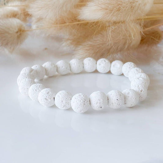 LAVE | Bracelet diffuseur en pierres de lave blanche - Lunaki Design