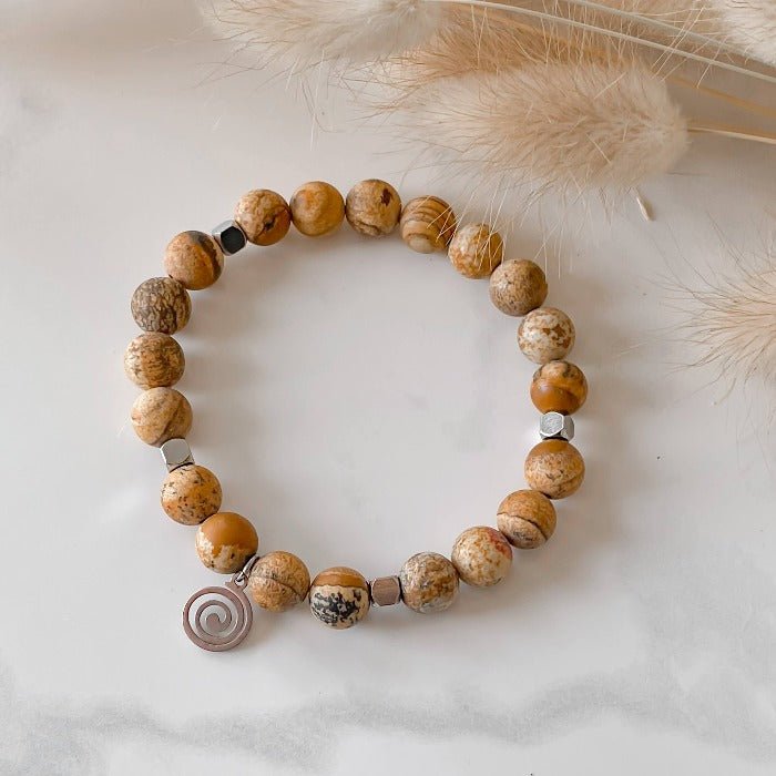 SABLE | Bracelet en jaspe paysage et acier inoxydable - Lunaki Design