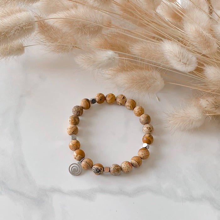 SABLE | Bracelet en jaspe paysage et acier inoxydable - Lunaki Design
