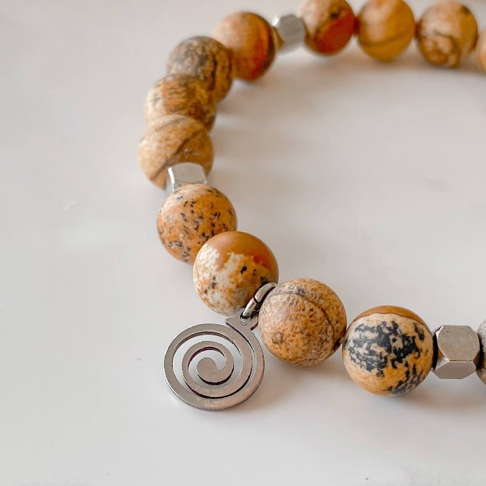 SABLE | Bracelet en jaspe paysage et acier inoxydable - Lunaki Design