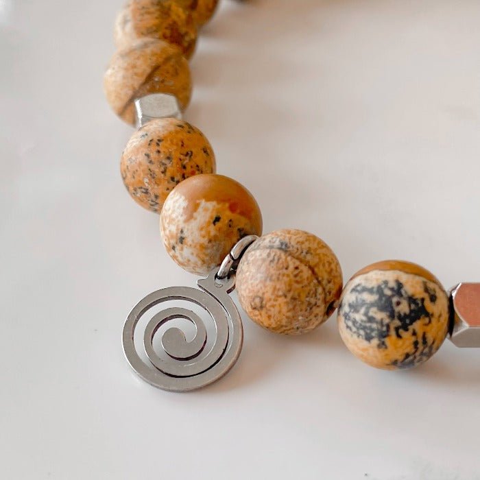 SABLE | Bracelet en jaspe paysage et acier inoxydable - Lunaki Design
