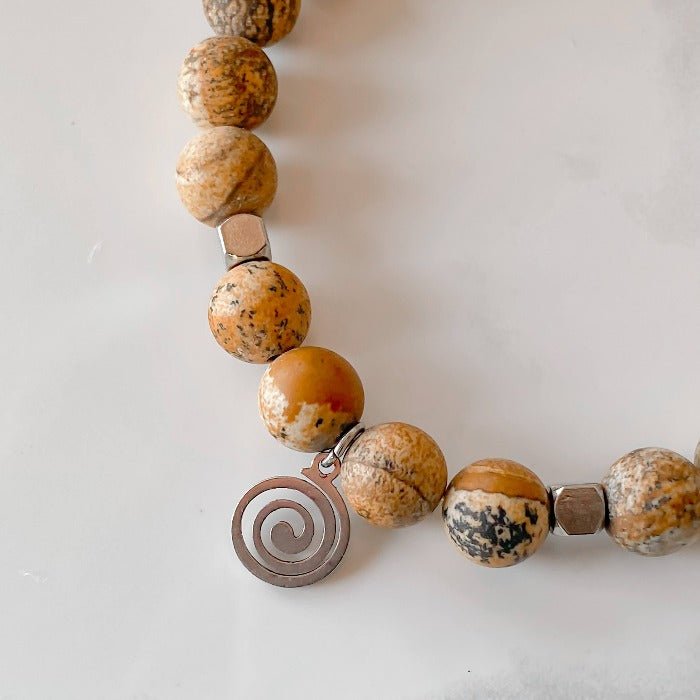 SABLE | Bracelet en jaspe paysage et acier inoxydable - Lunaki Design