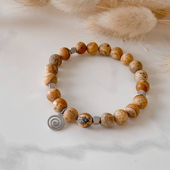SABLE | Bracelet en jaspe paysage et acier inoxydable - Lunaki Design