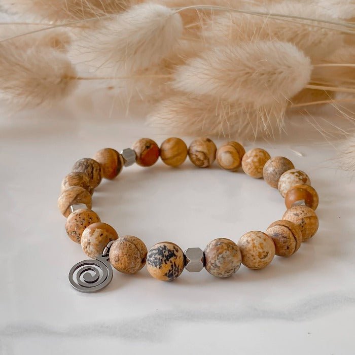 SABLE | Bracelet en jaspe paysage et acier inoxydable - Lunaki Design