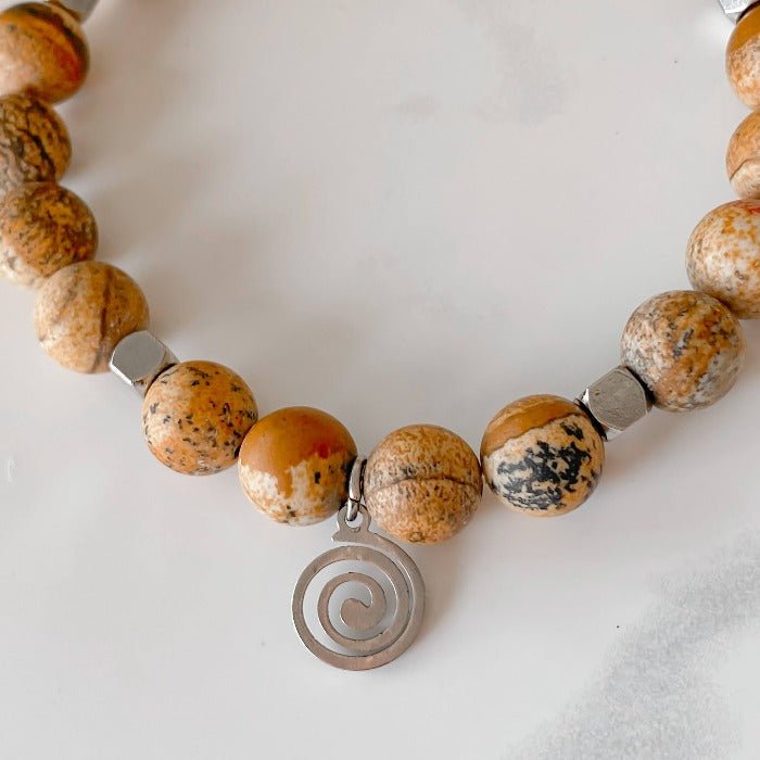 SABLE | Bracelet en jaspe paysage et acier inoxydable - Lunaki Design