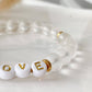 LOVE bracelet - White quartz and stainless steel