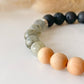 AILIS bracelet - Labradorite, black lava stones, cedar wood and silver stainless steel